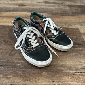 Vans Zip Up Shoes Old Skool Tartan Daze Punk Skate Spiked Plaid M 6 W 7.5